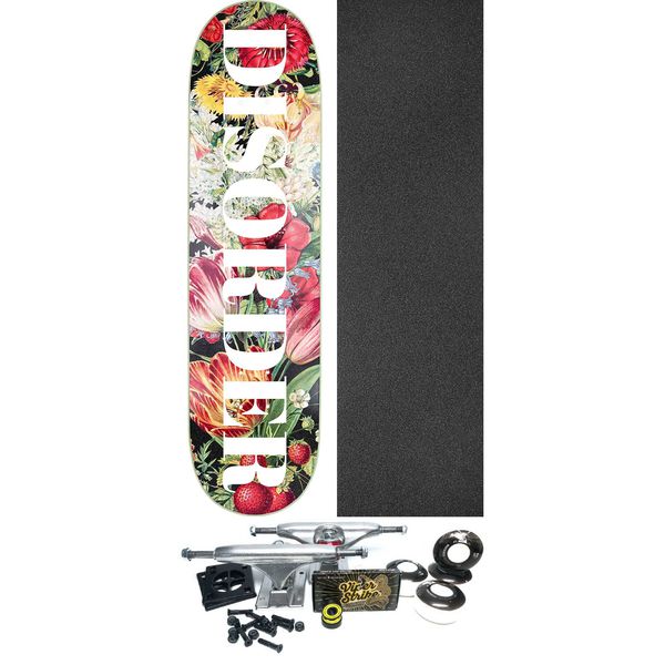 Disorder Skateboards Floral Logo Multi Skateboard Deck - 8.5" x 32" - Complete Skateboard Bundle